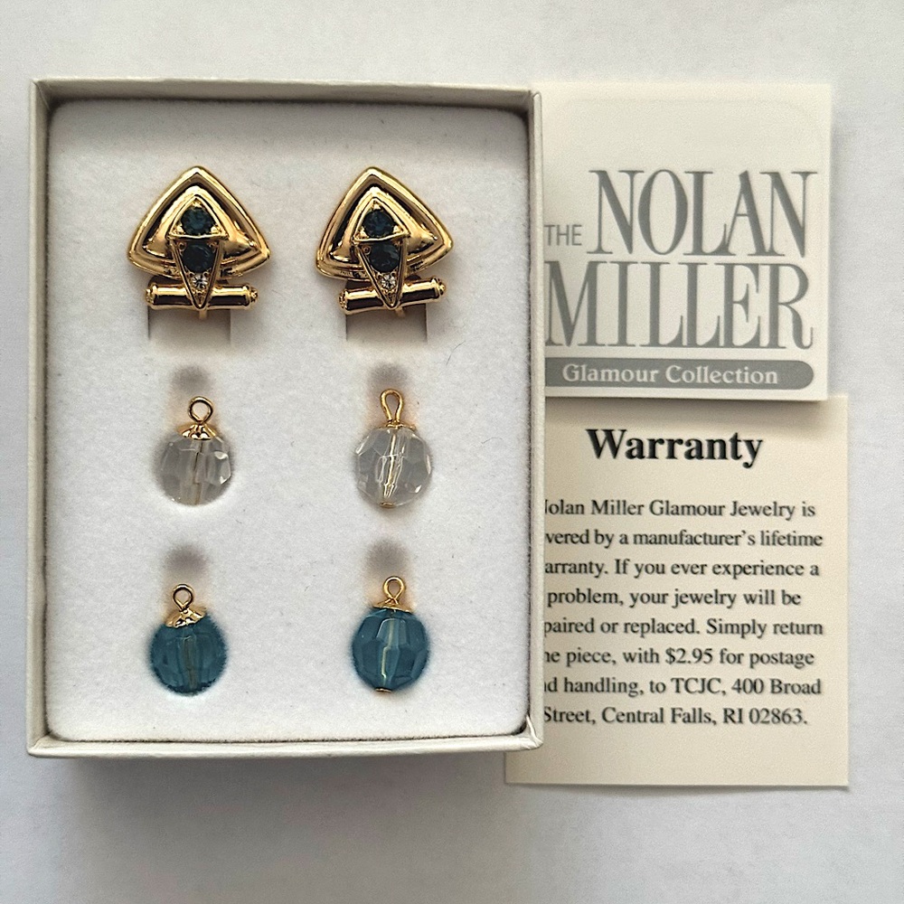 💛 NIB New In Box Nolan Miller Glamour Collection Interchangeable Earring Set